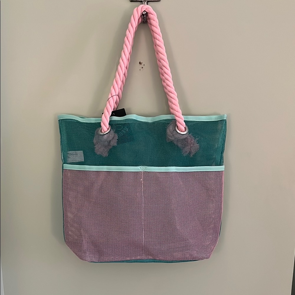 Stylish Pink and Green Beach Bag